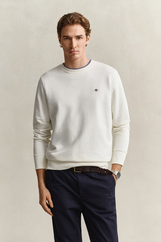 Bluza męska z okrągłym dekoltem regular fit biała