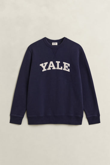 Sweter Yale męski z okrągłym kołnierzykiem granatowy