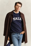 Sweter Yale męski z okrągłym kołnierzykiem granatowy