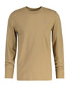 T-shirt z długim rękawem męski slim fit beżowy