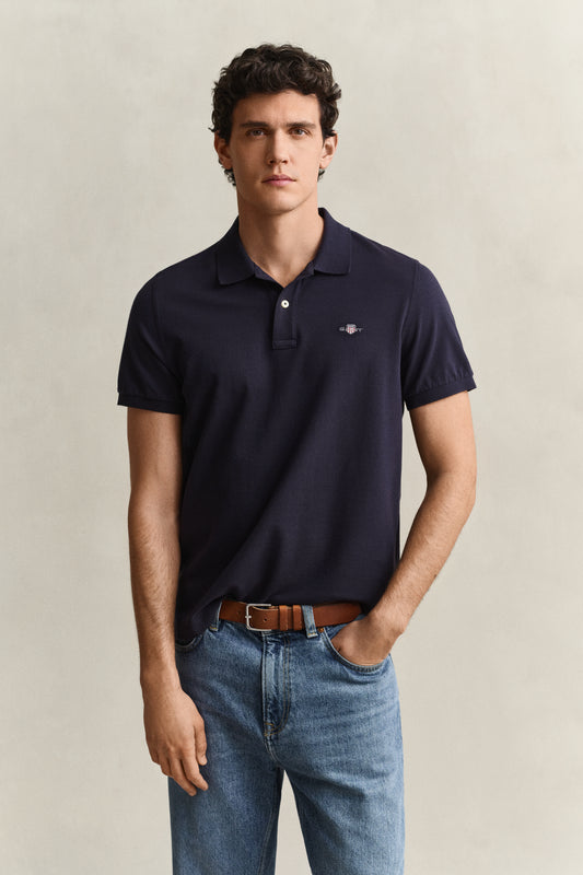 Koszulka polo męska regular fit granatowa