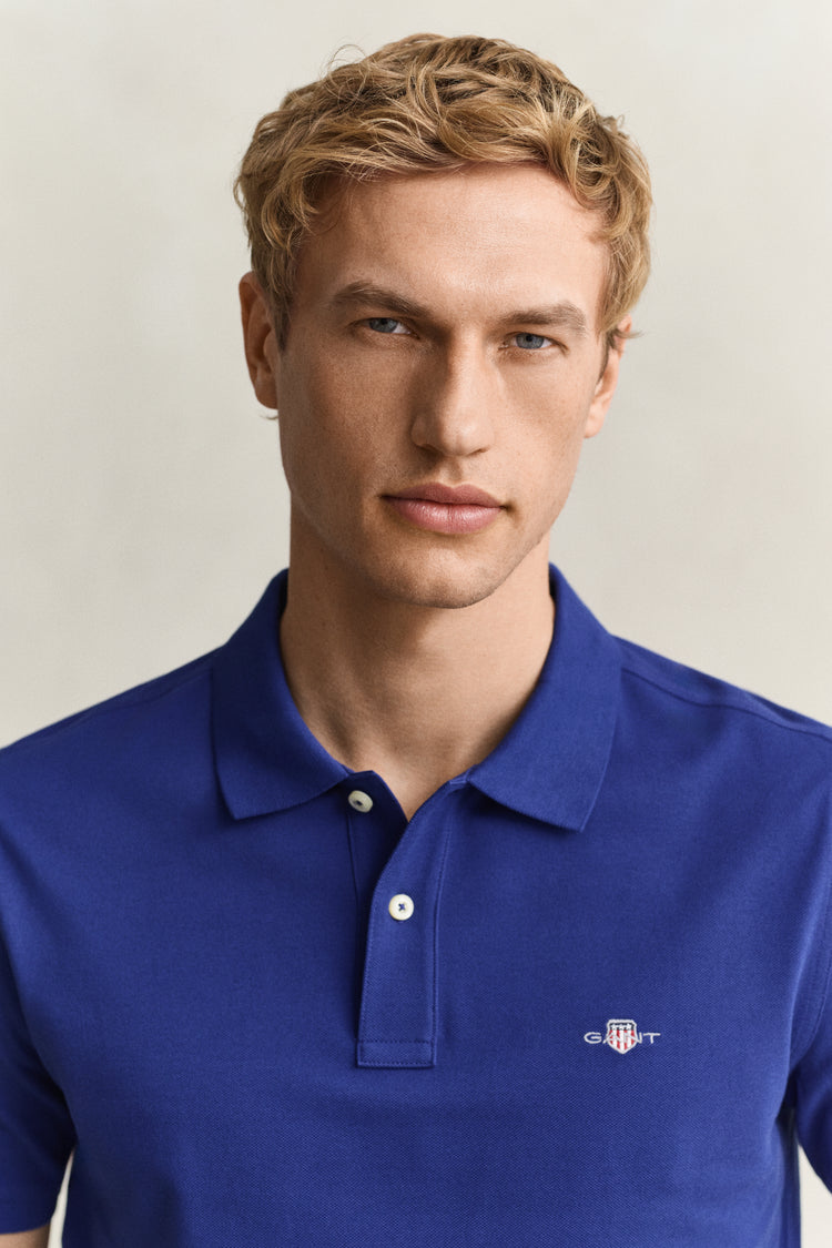 Koszulka polo Shield męska z kołnierzykiem polo regular fit niebieska