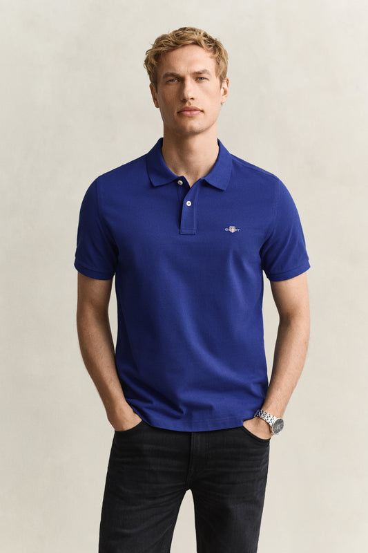Koszulka polo Shield męska z kołnierzykiem polo regular fit niebieska
