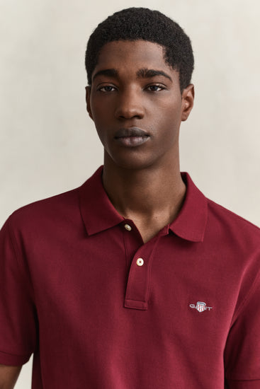 Koszulka polo męska z kołnierzykiem polo regular fit bordowa