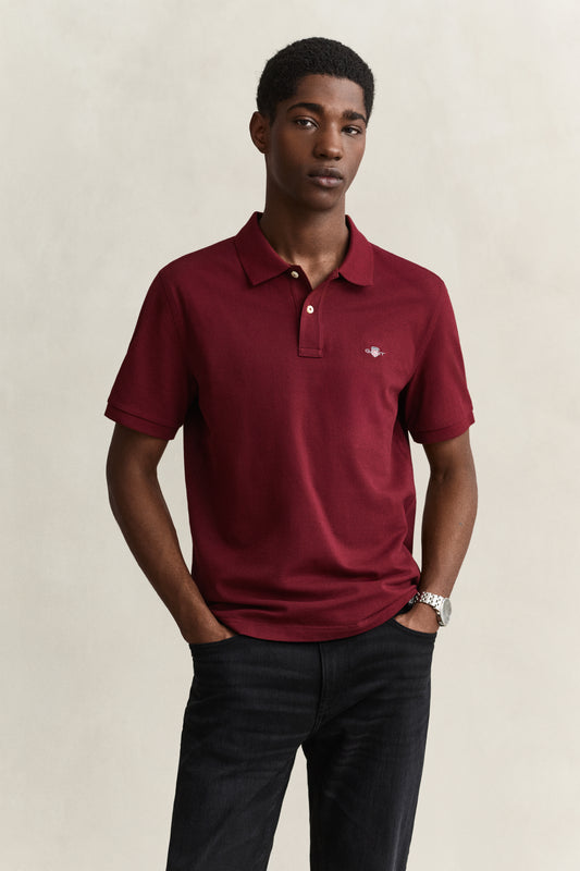 Koszulka polo męska z kołnierzykiem polo regular fit bordowa