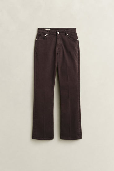 Jeansy damskie flare fit brązowe