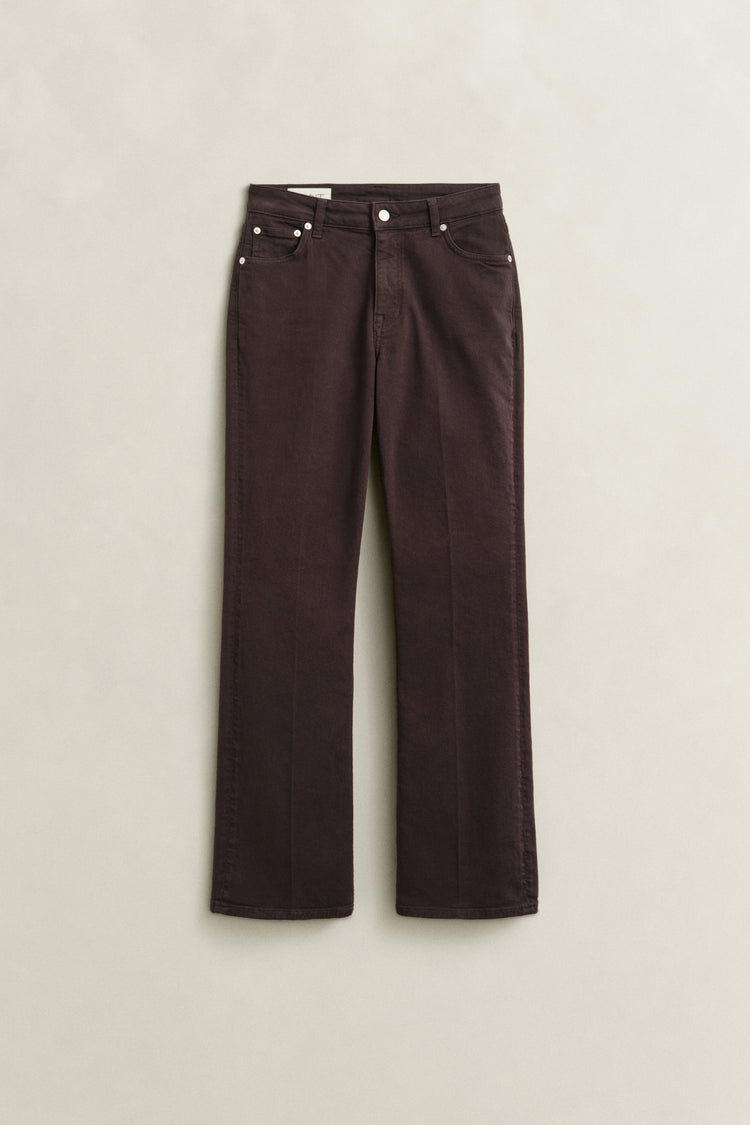 Jeansy damskie flare fit brązowe
