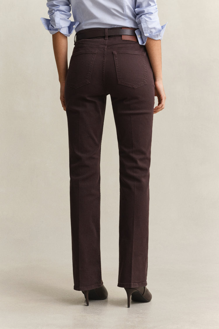 Jeansy damskie flare fit brązowe