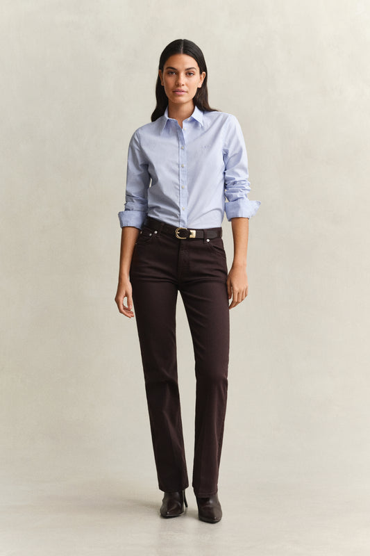 Jeansy damskie flare fit brązowe