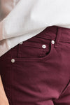 Jeansy kolorowe damskie flare fit bordowe
