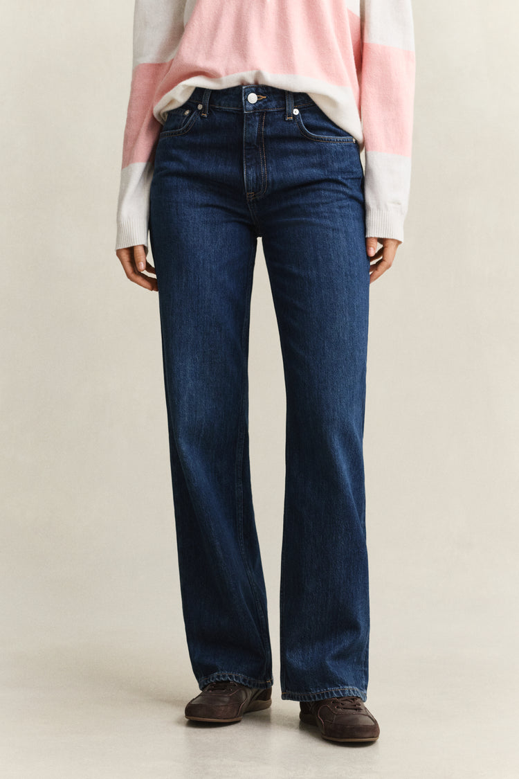 Jeansy damskie relaxed fit granatowe