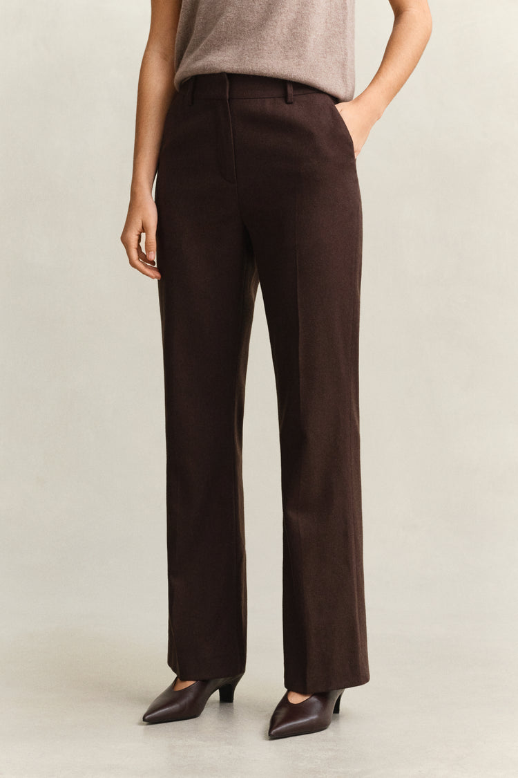 Spodnie damskie flare fit brązowe