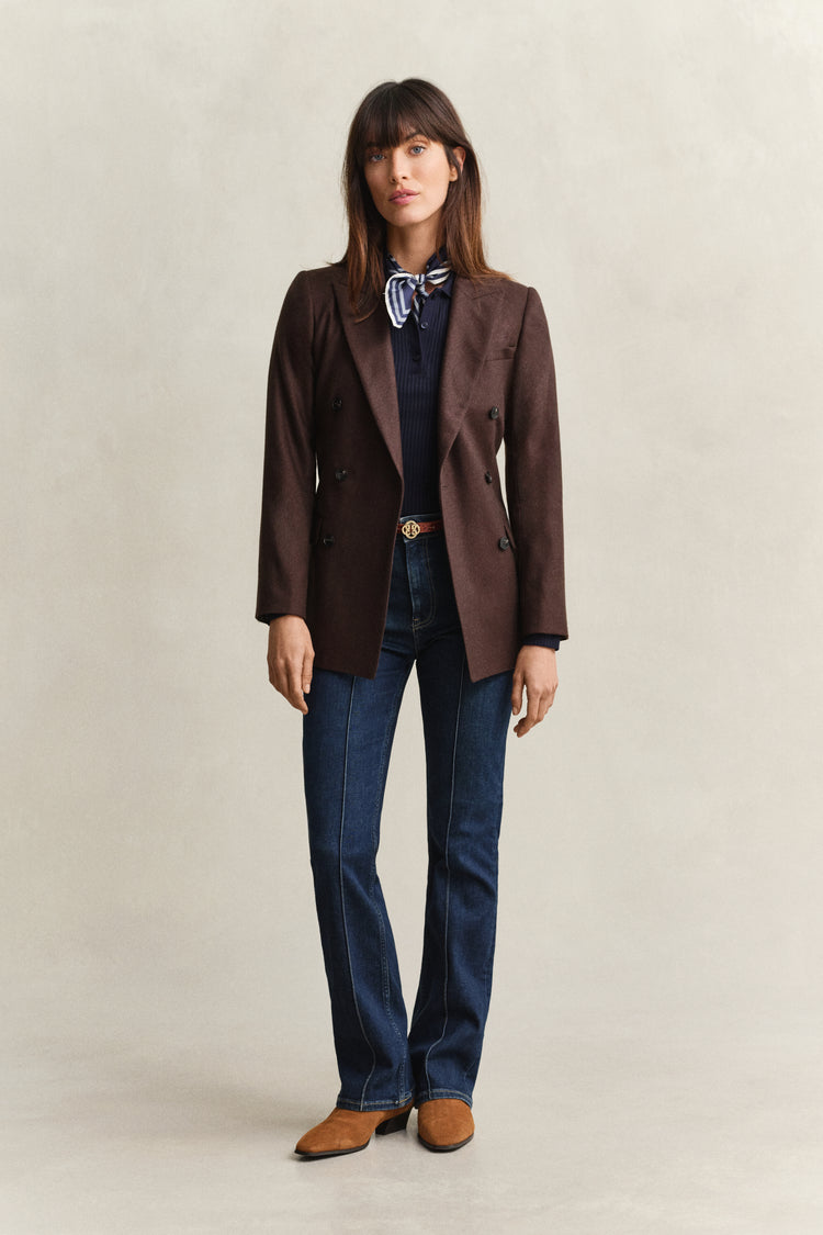 Koszulka polo prążkowana damska slim fit granatowa