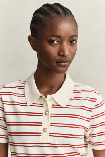 Koszulka polo damska w paski regular fit