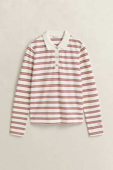 Koszulka polo damska w paski regular fit