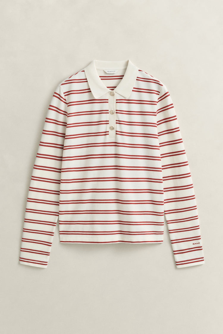 Koszulka polo damska w paski regular fit
