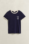 T-shirt Yale damski slim fit granatowy