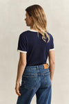 T-shirt Yale damski slim fit granatowy