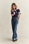T-shirt Yale damski slim fit granatowy