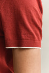 Sweter z krótkim rękawem damski czerwony