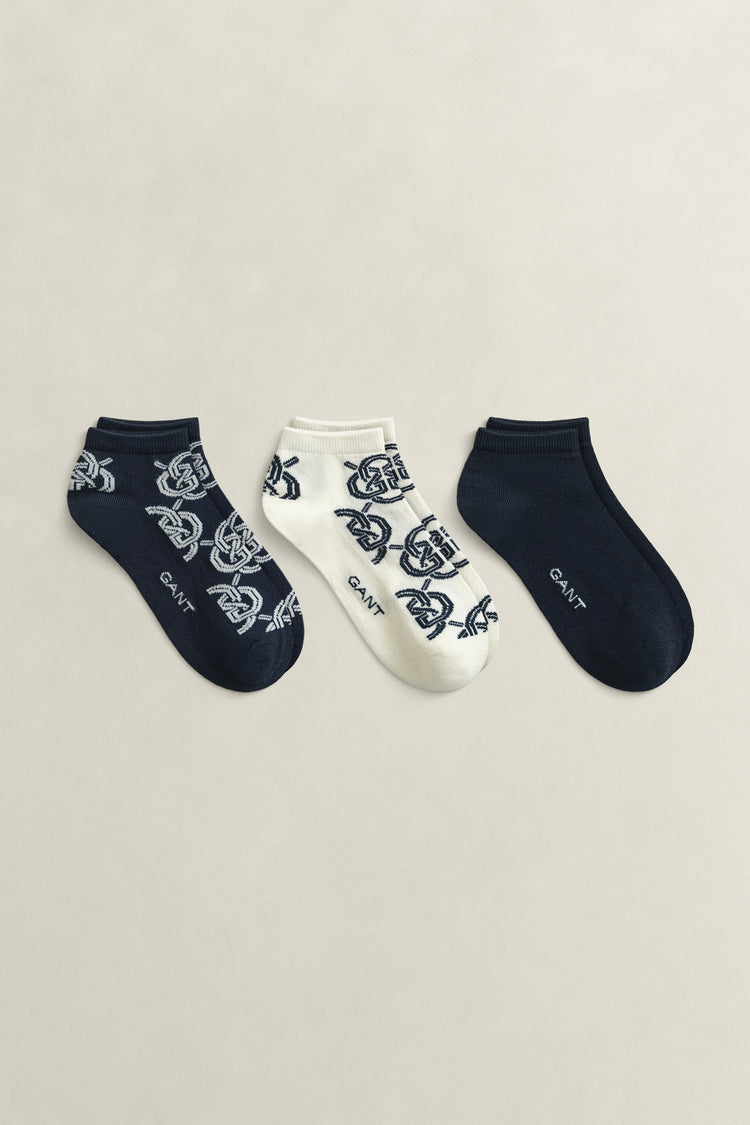 Skarpetki damskie z monogramem granatowe 3-pak