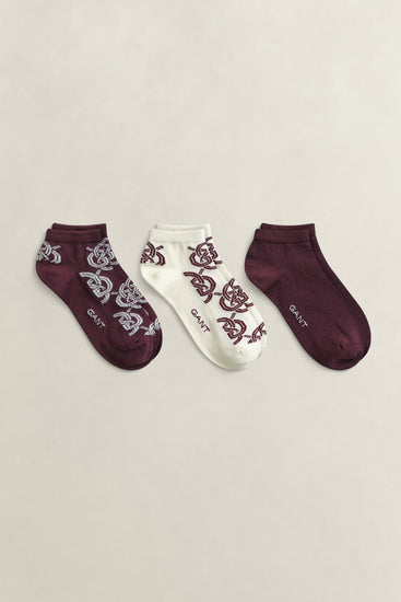 Skarpetki damskie z monogramem bordowe 3-pak