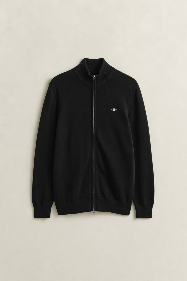 Sweter męski z zamkiem z długim rękawem regular fit czarny