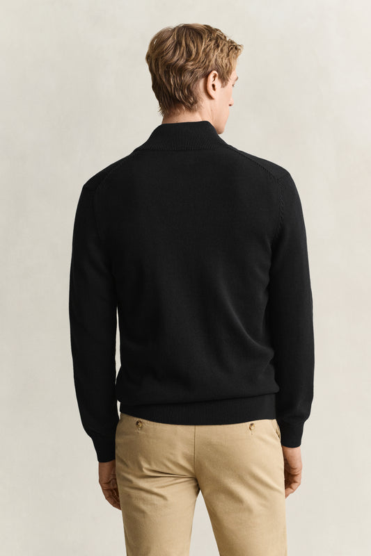 Sweter męski z zamkiem z długim rękawem regular fit czarny