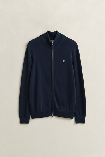 Sweter męski z zamkiem regular fit granatowy