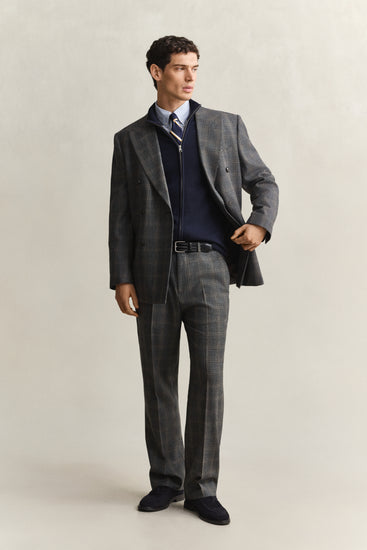 Sweter męski z zamkiem regular fit granatowy