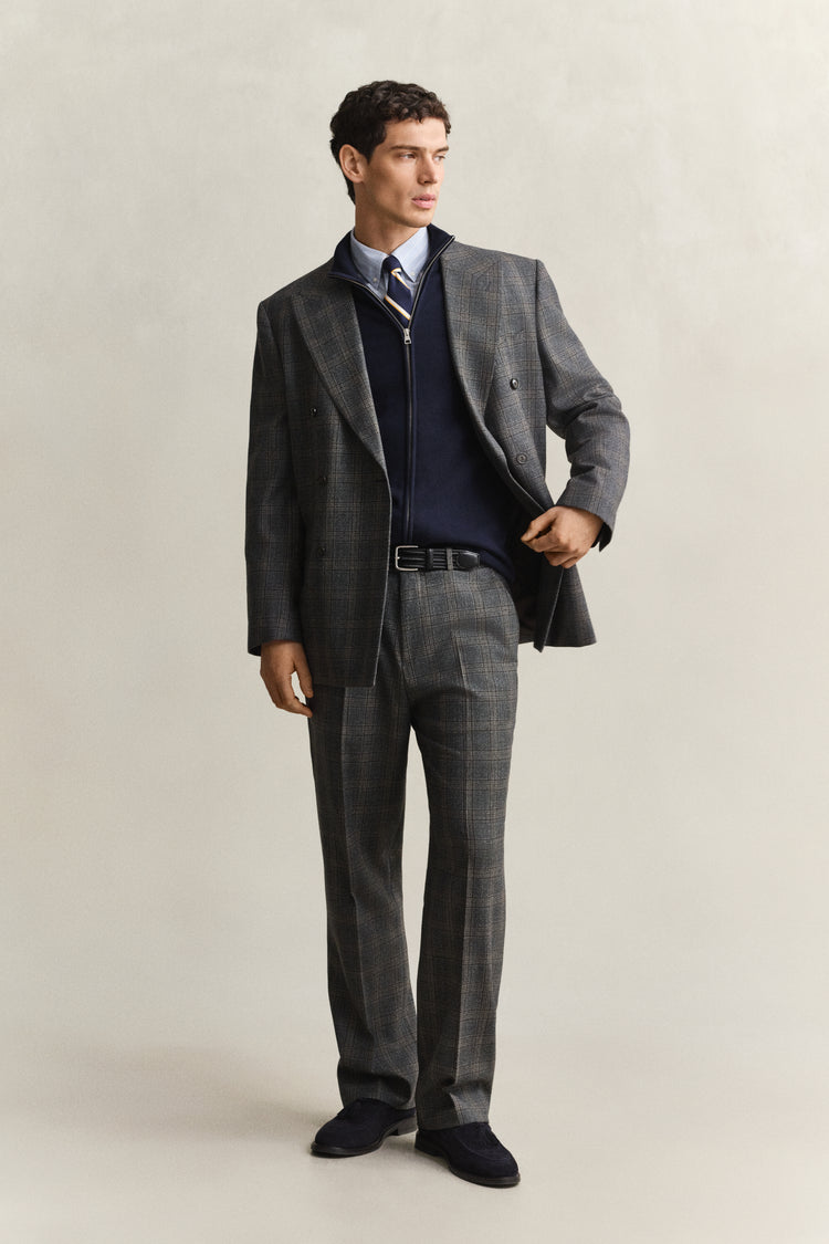 Sweter męski z zamkiem regular fit granatowy