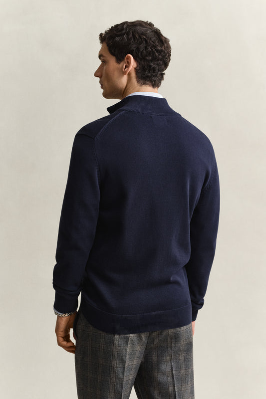 Sweter męski z zamkiem regular fit granatowy