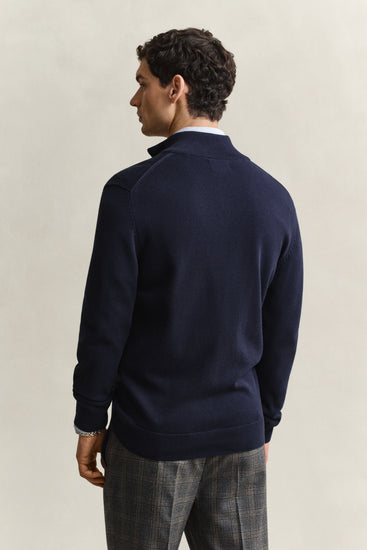 Sweter męski z zamkiem regular fit granatowy
