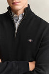 Sweter męski z zamkiem do połowy regular fit czarny