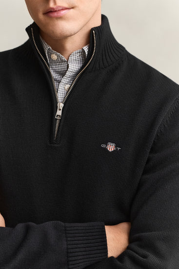 Sweter męski z zamkiem do połowy regular fit czarny