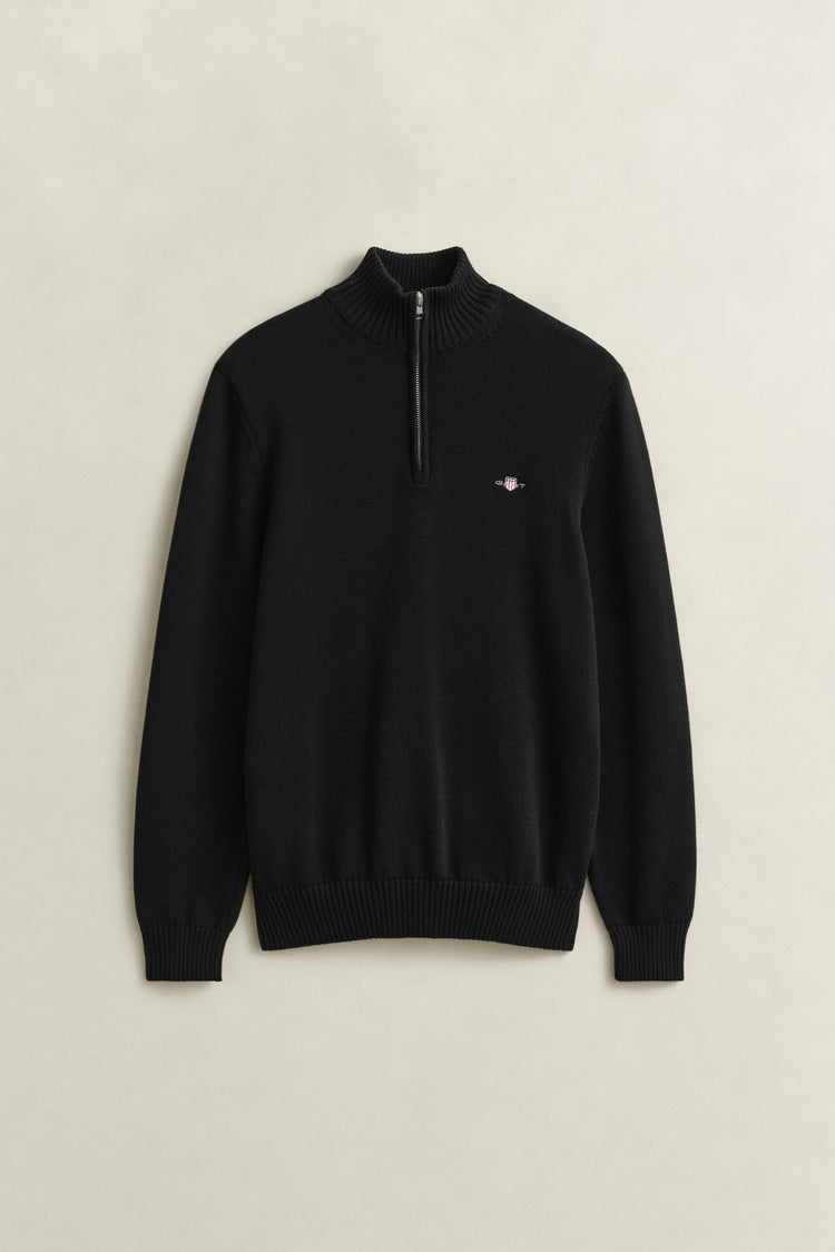 Sweter męski z zamkiem do połowy regular fit czarny