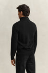 Sweter męski z zamkiem do połowy regular fit czarny