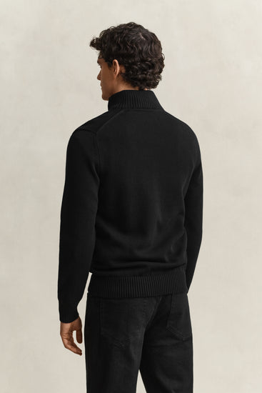 Sweter męski z zamkiem do połowy regular fit czarny