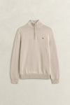 Bawełniany sweter męski half zip kremowy