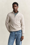 Bawełniany sweter męski half zip kremowy