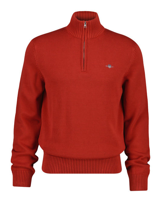 Bawełniana sweter męski half zip czerwony