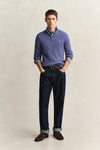 Bawełniany sweter męski half zip regular fit niebieski