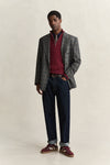 Bawełniany sweter męski half zip regular fit bordowy