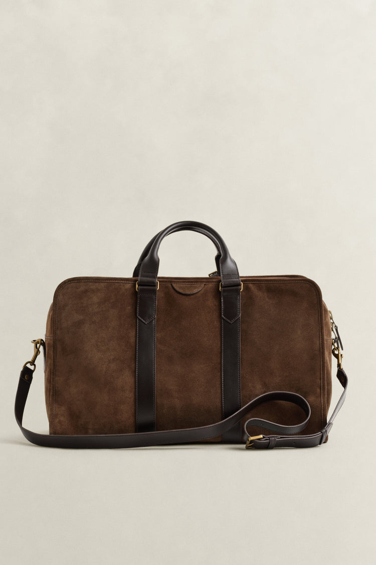 Zamszowa torba duffle męska brązowa