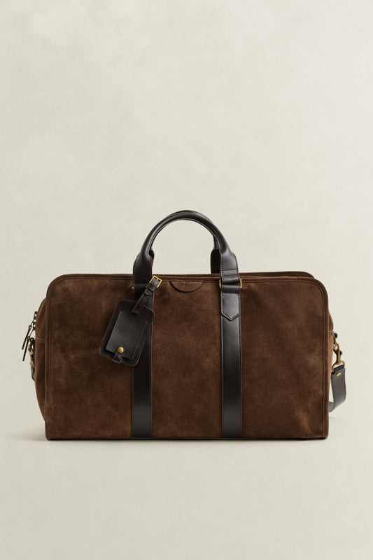 Zamszowa torba duffle męska brązowa