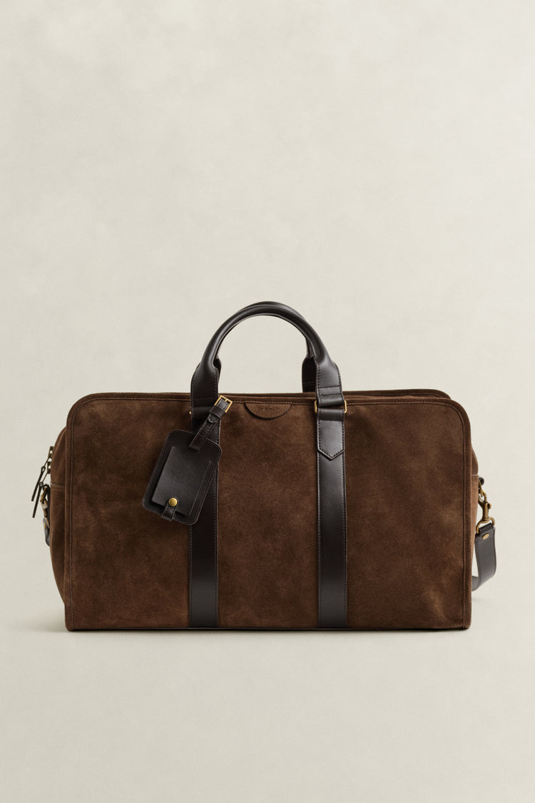 Zamszowa torba duffle męska brązowa