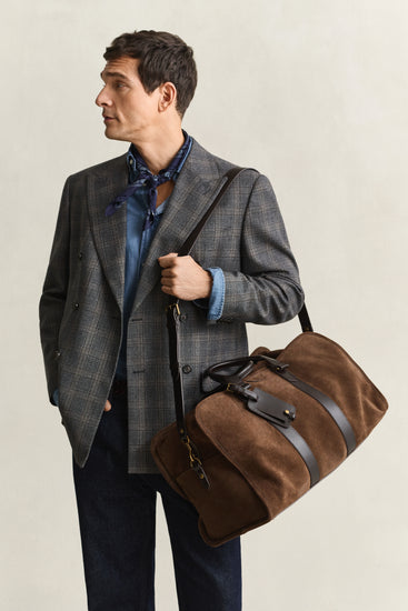 Zamszowa torba duffle męska brązowa