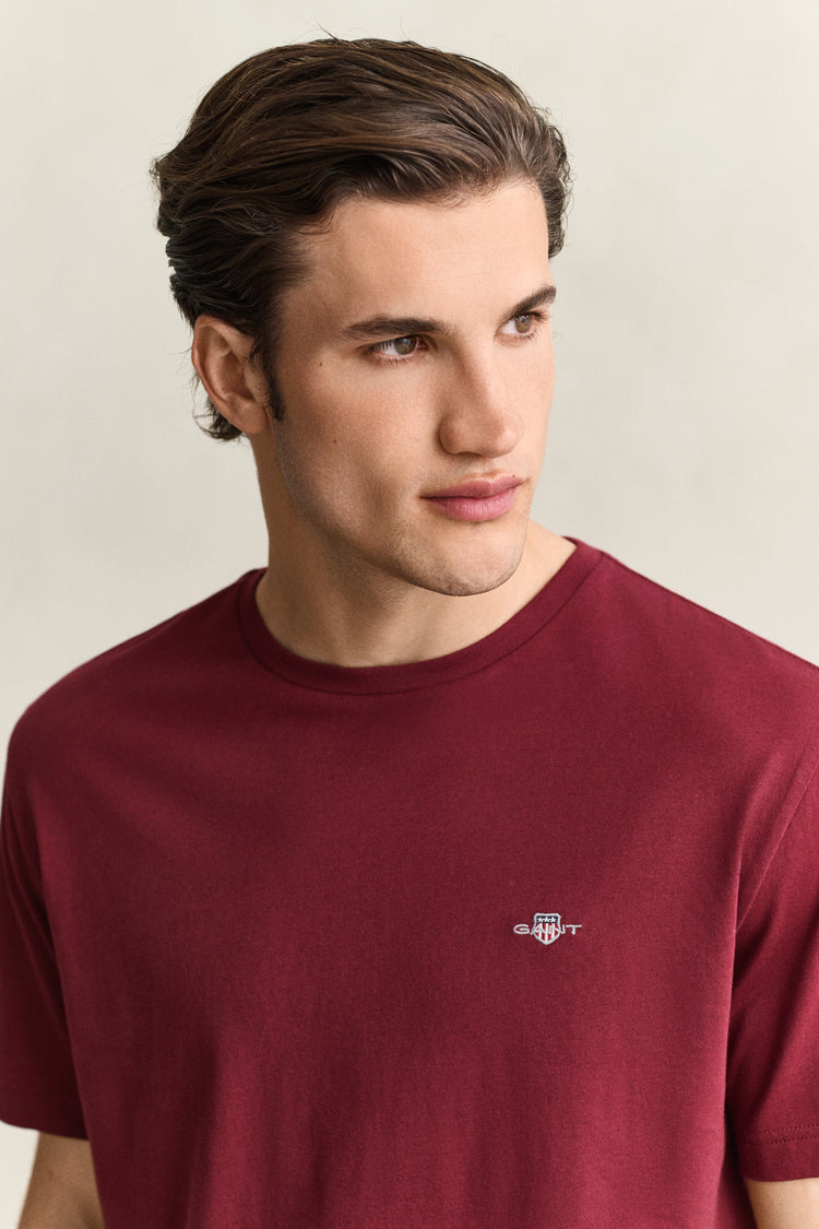T-shirt Shield męski regular fit bordowy