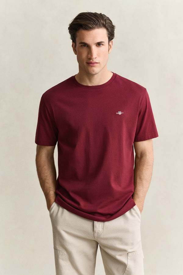 T-shirt Shield męski regular fit bordowy