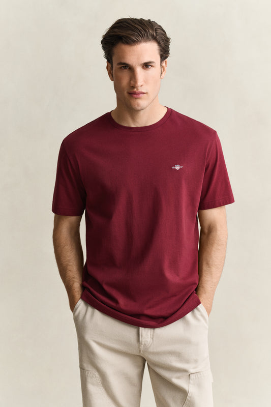 T-shirt Shield męski regular fit bordowy
